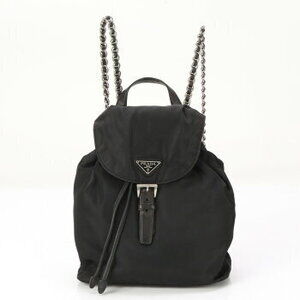 Prada Tessuto Nylon Chain Triangle Backpack Shoulder Bag E
